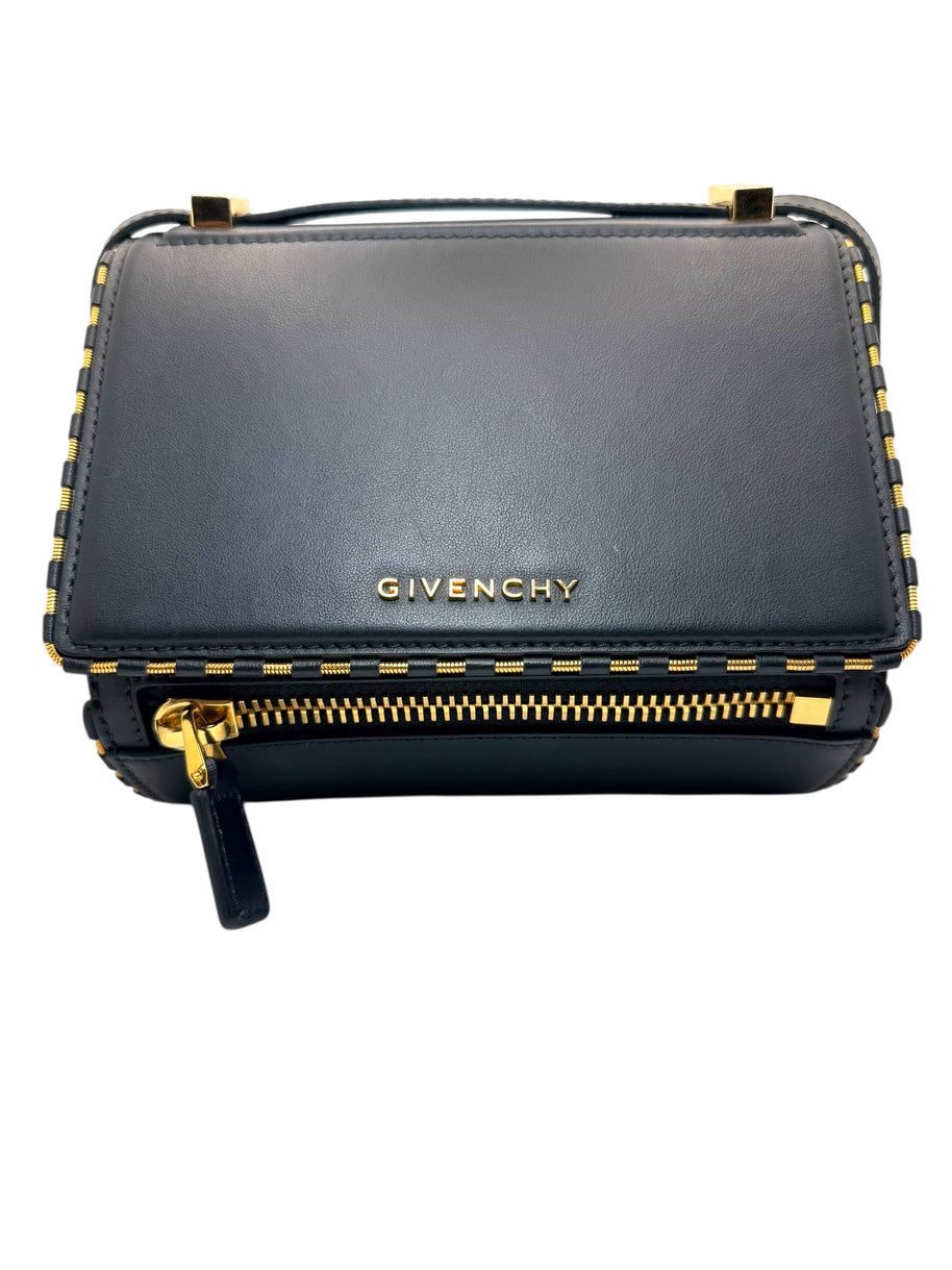 Givenchy Pandora Box Black Leather Crossbody Bag Gold Hardware