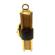 Prada Saffiano Black/Yellow Leather Trunk Style Notebook With Gold-Tone Hardware