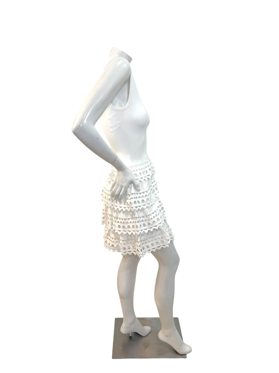 Alaïa Paris White Laser-Cut Ruffle Mini Dress FR 38 | Made in Italy