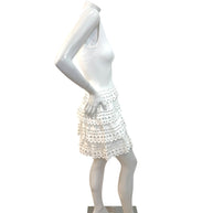 Alaïa Paris White Laser-Cut Ruffle Mini Dress FR 38 | Made in Italy