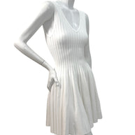 Alaïa White Ribbed Knit Fit & Flare Skater Dress SS19 Size 38