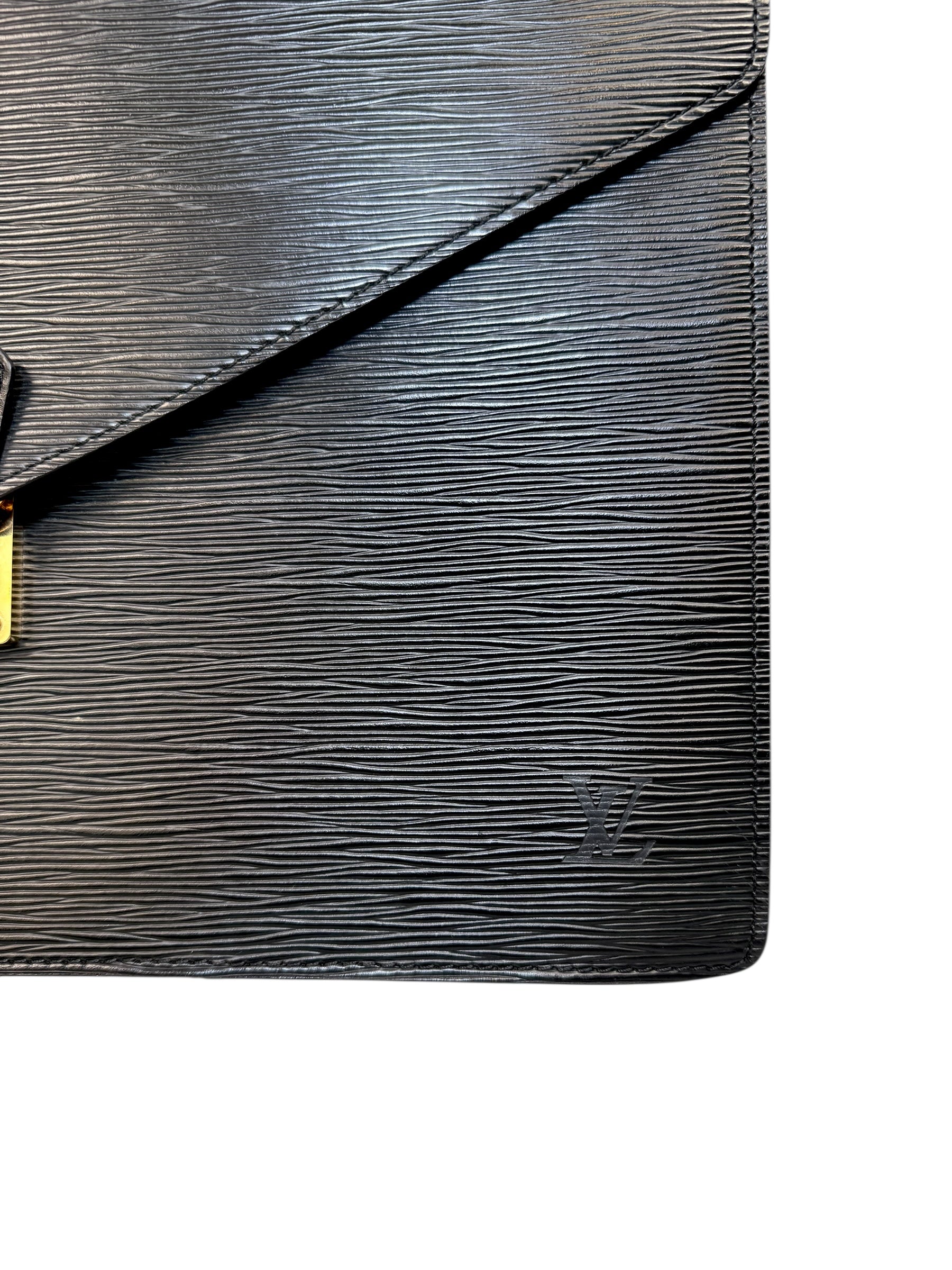 Vintage Louis Vuitton Black Epi Leather Briefcase Gold Lock France