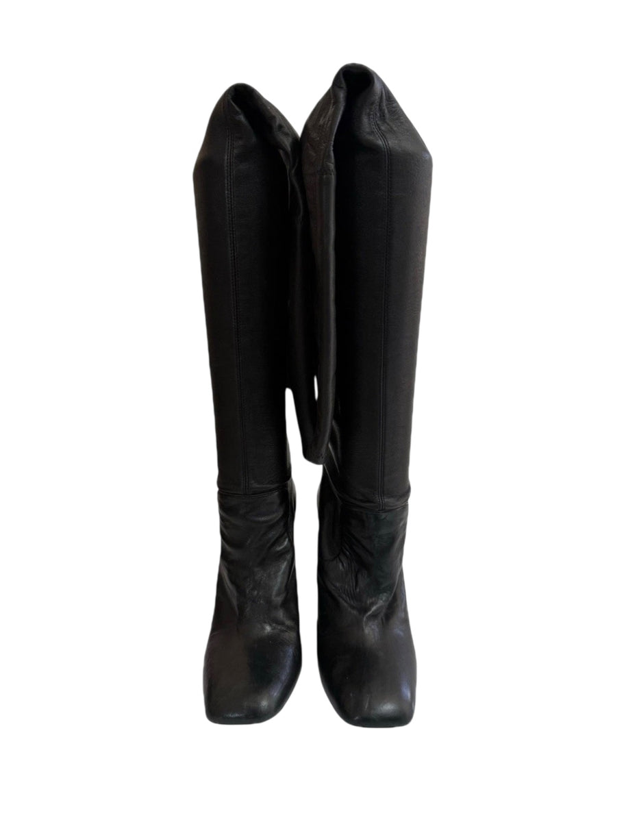 Yves Saint Laurent Over-the-Knee Black Leather Boots Women’s EU 39 US 8.5–9 High Heel