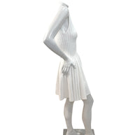 Alaïa White Ribbed Knit Fit & Flare Skater Dress SS19 Size 38