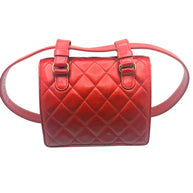 Chanel Vintage Red Quilted Lambskin Belt Bag Karl Lagerfeld Era Gold CC
