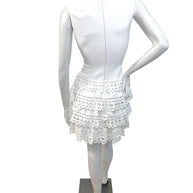 Alaïa Paris White Laser-Cut Ruffle Mini Dress FR 38 | Made in Italy