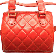 Chanel Vintage Red Quilted Lambskin Belt Bag Karl Lagerfeld Era Gold CC