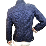 Burberry Brit Navy Quilted Jacket with Check Lining – Women’s Size Small