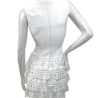 Alaïa Paris White Laser-Cut Ruffle Mini Dress FR 38 | Made in Italy