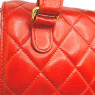 Chanel Vintage Red Quilted Lambskin Belt Bag Karl Lagerfeld Era Gold CC