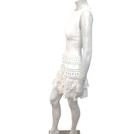 Alaïa Paris White Laser-Cut Ruffle Mini Dress FR 38 | Made in Italy