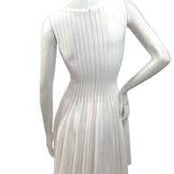 Alaïa White Ribbed Knit Fit & Flare Skater Dress SS19 Size 38