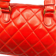 Chanel Vintage Red Quilted Lambskin Belt Bag Karl Lagerfeld Era Gold CC