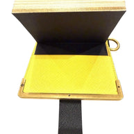 Prada Saffiano Black/Yellow Leather Trunk Style Notebook With Gold-Tone Hardware