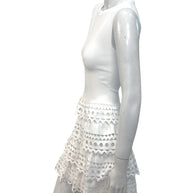 Alaïa Paris White Laser-Cut Ruffle Mini Dress FR 38 | Made in Italy