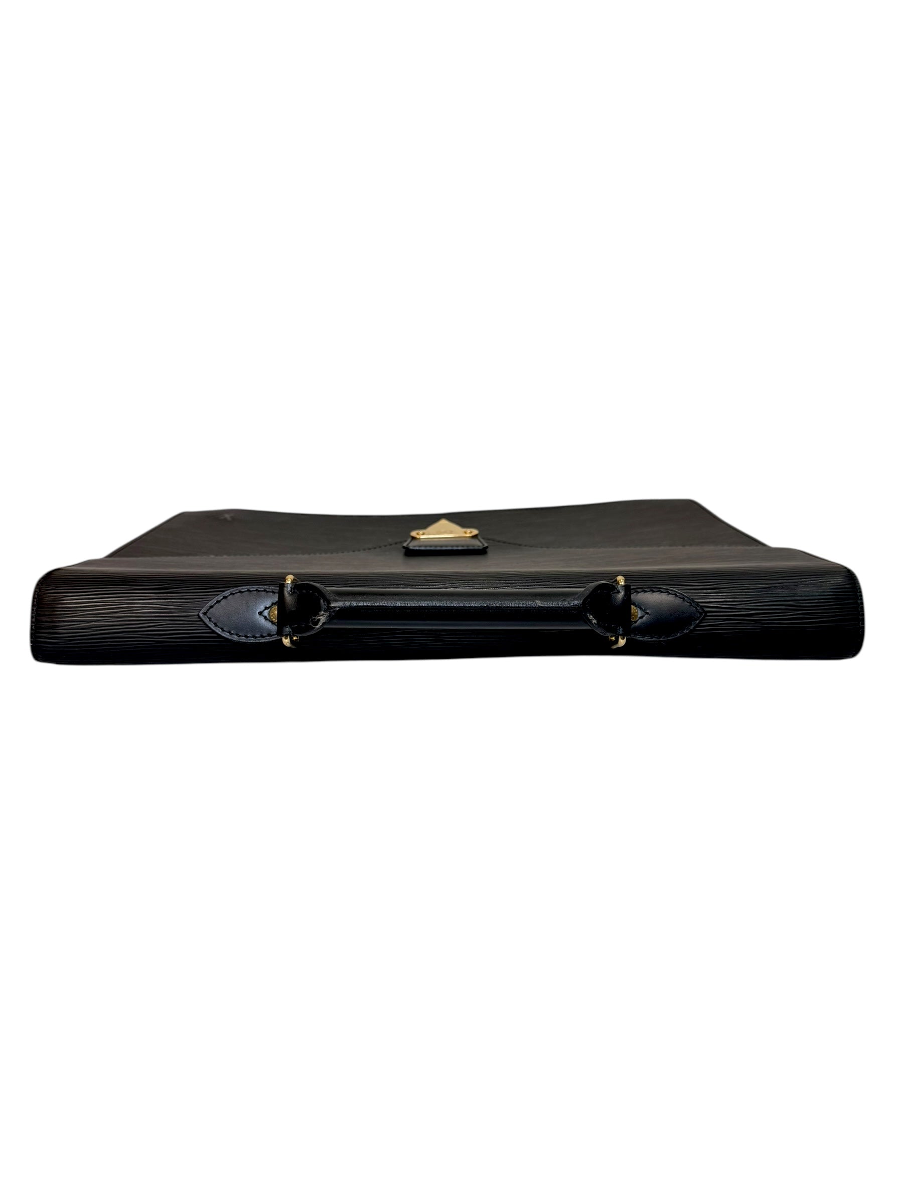 Vintage Louis Vuitton Black Epi Leather Briefcase Gold Lock France