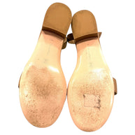 Gianvito Rossi Tan Leather Block Heel Sandals Size 38.5