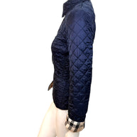 Burberry Brit Navy Quilted Jacket with Check Lining – Women’s Size Small