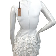 Alaïa Paris White Laser-Cut Ruffle Mini Dress FR 38 | Made in Italy