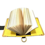 Prada Saffiano Black/Yellow Leather Trunk Style Notebook With Gold-Tone Hardware