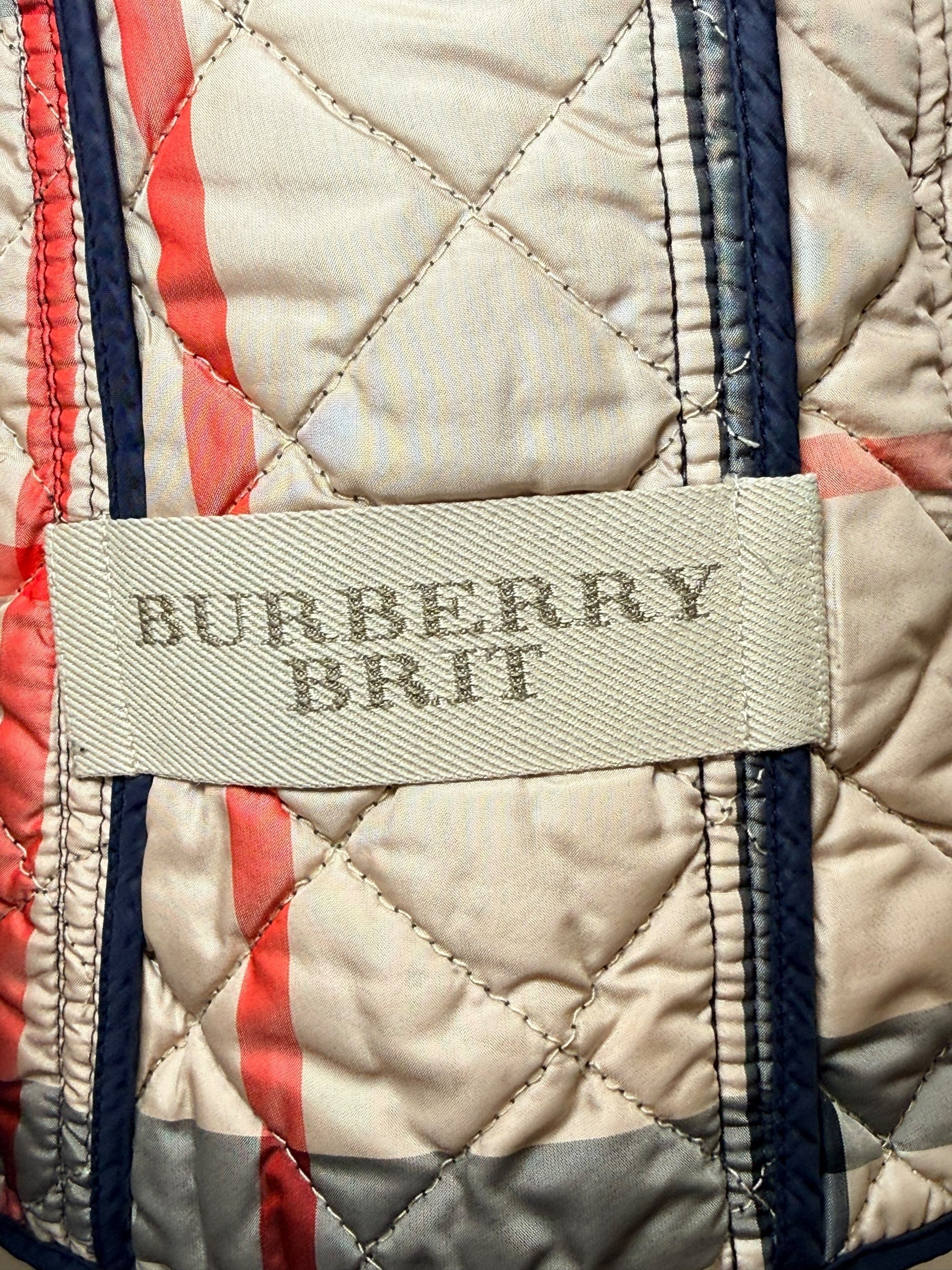 Burberry Brit Navy Quilted Jacket with Check Lining – Women’s Size Small