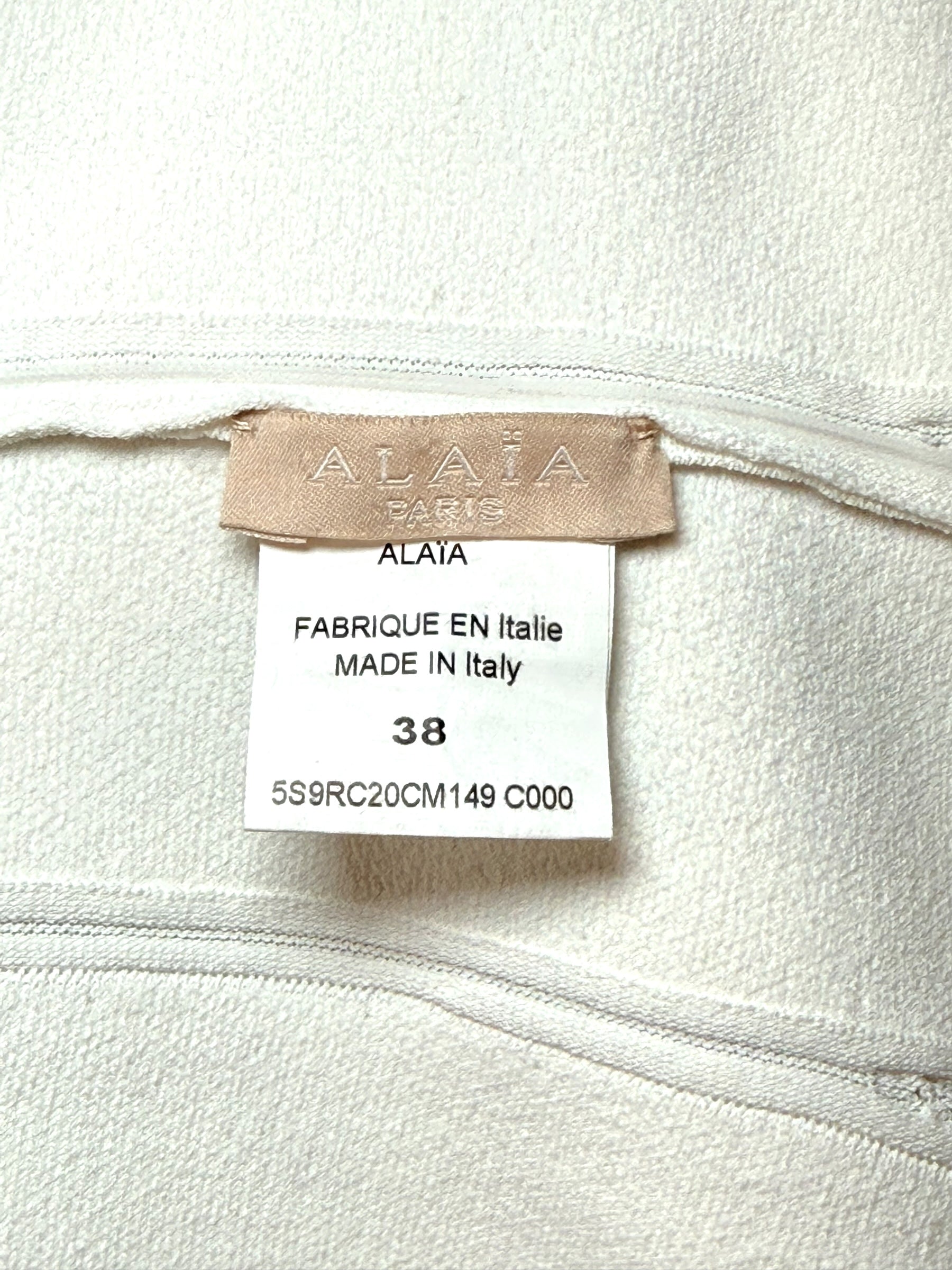 Alaïa White Ribbed Knit Fit & Flare Skater Dress SS19 Size 38