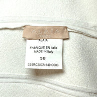 Alaïa White Ribbed Knit Fit & Flare Skater Dress SS19 Size 38