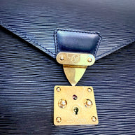 Vintage Louis Vuitton Black Epi Leather Briefcase Gold Lock France
