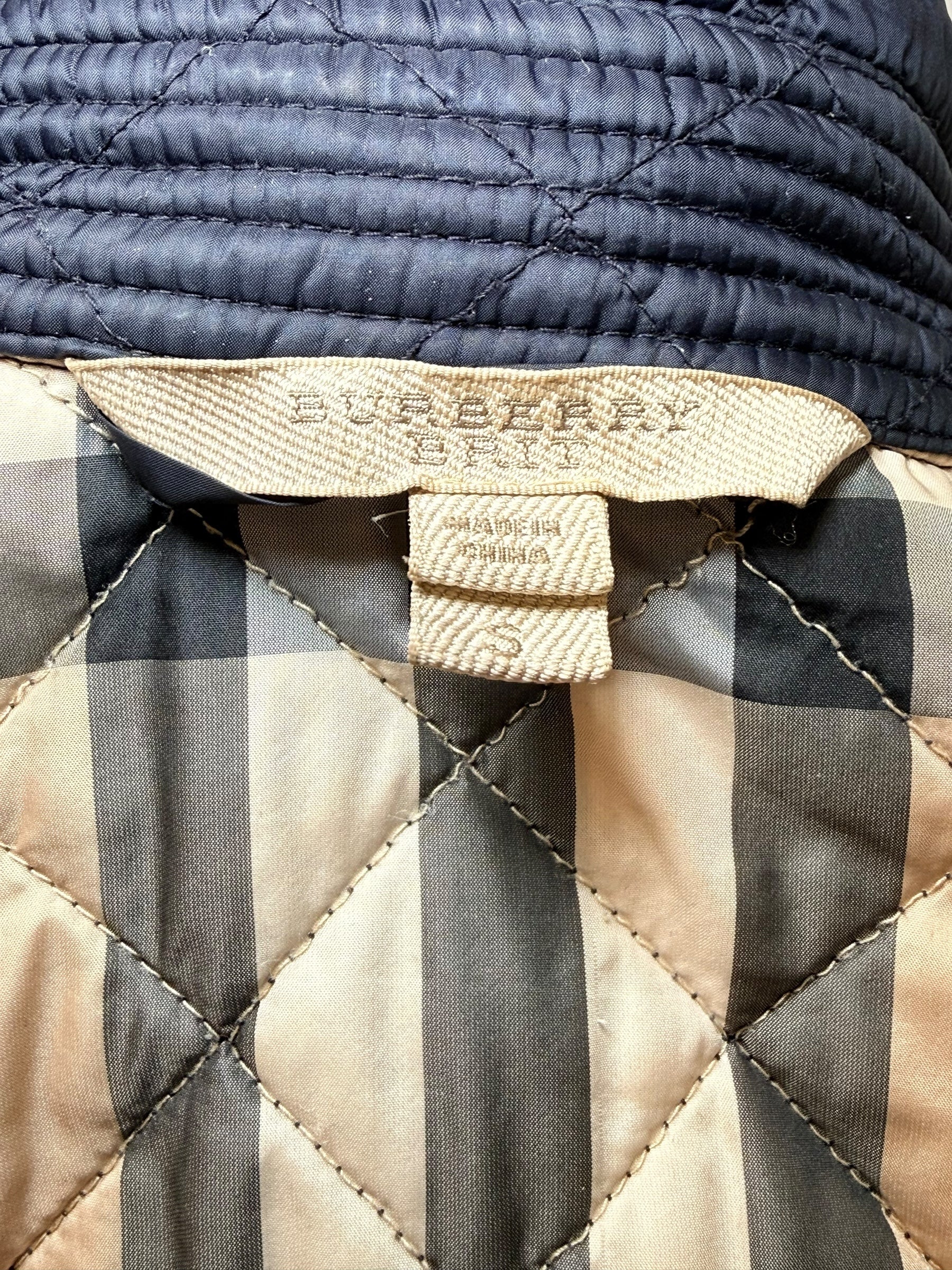 Burberry Brit Navy Quilted Jacket with Check Lining – Women’s Size Small