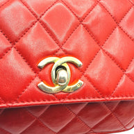 Chanel Vintage Red Quilted Lambskin Belt Bag Karl Lagerfeld Era Gold CC