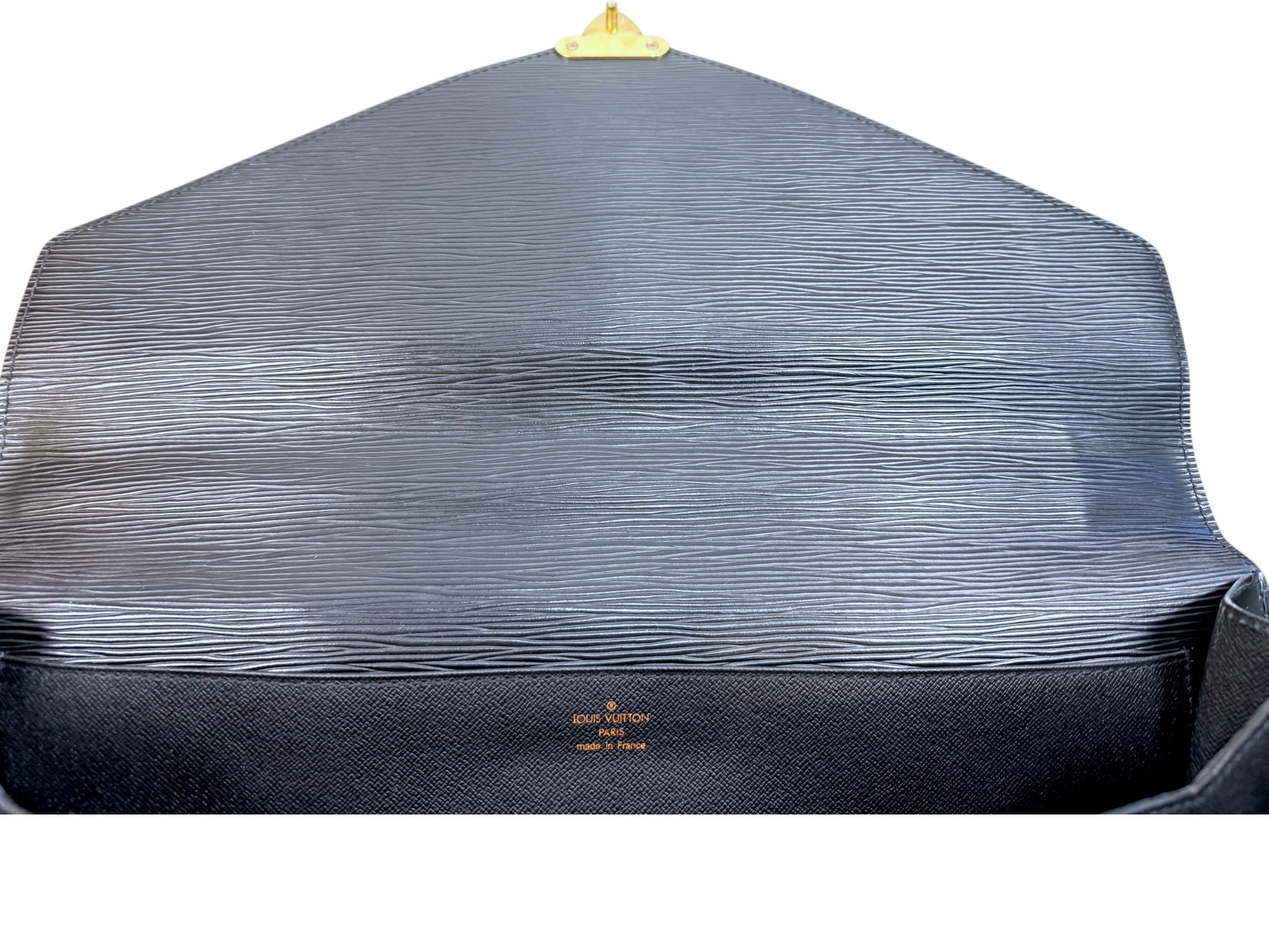 Vintage Louis Vuitton Black Epi Leather Briefcase Gold Lock France