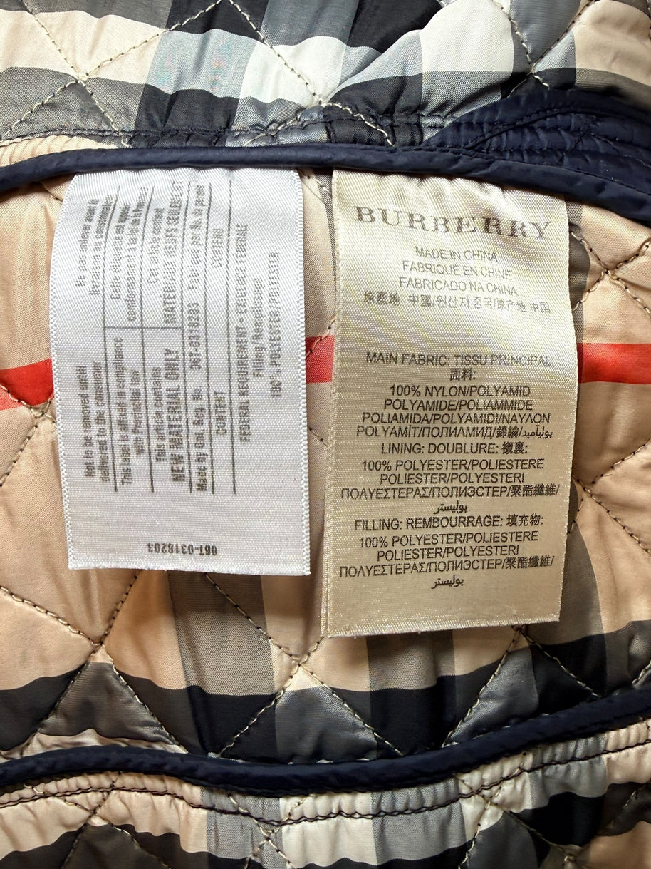 Burberry Brit Navy Quilted Jacket with Check Lining – Women’s Size Small