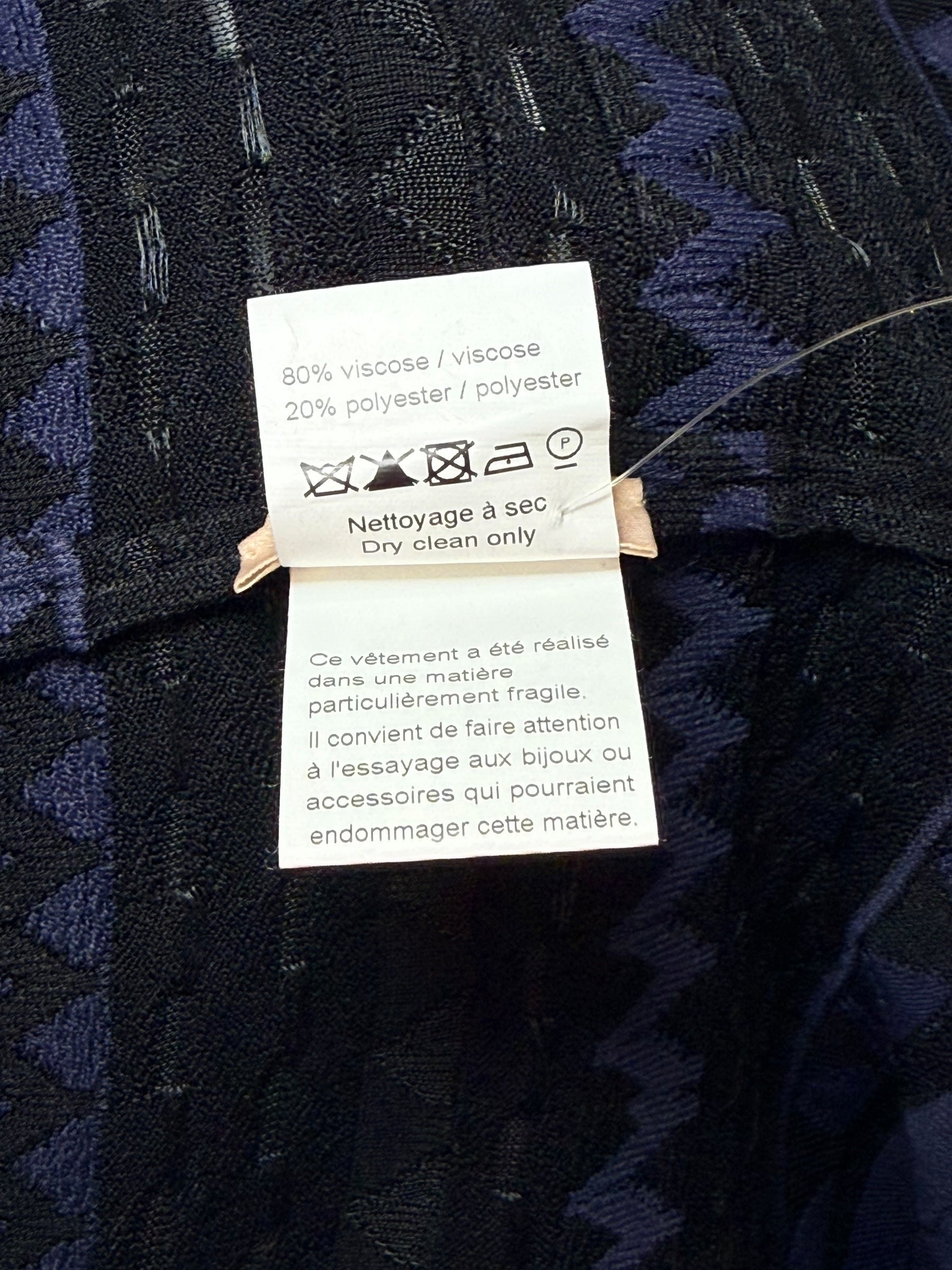 Alaïa Geometric Knit Fit-and-Flare Dress Black Indigo FR 38 Made in Italy