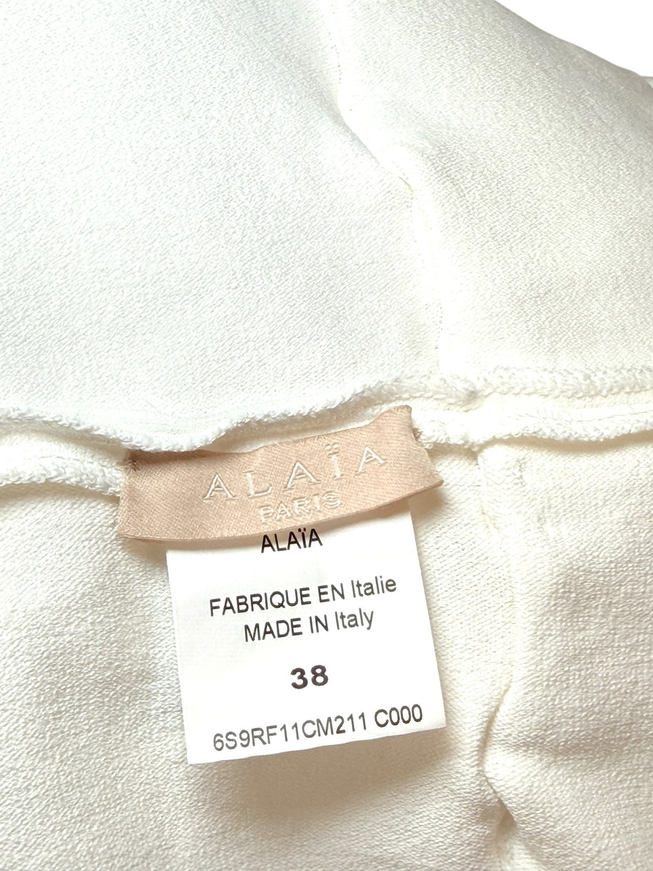 Alaïa Paris White Laser-Cut Ruffle Mini Dress FR 38 | Made in Italy