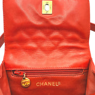 Chanel Vintage Red Quilted Lambskin Belt Bag Karl Lagerfeld Era Gold CC