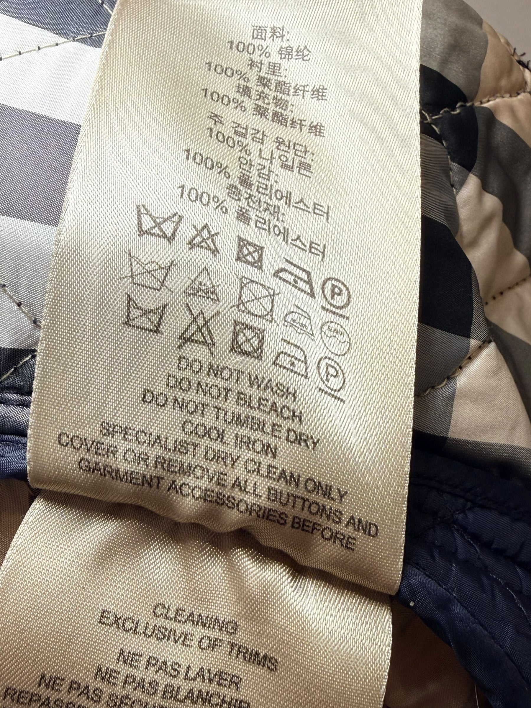 Burberry Brit Navy Quilted Jacket with Check Lining – Women’s Size Small