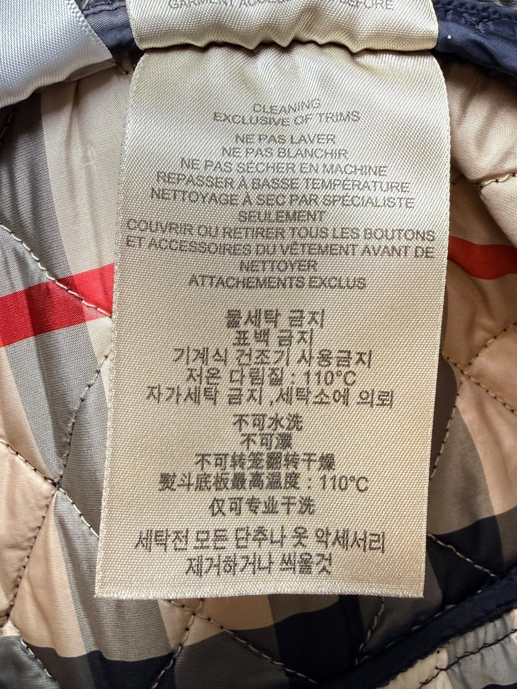 Burberry Brit Navy Quilted Jacket with Check Lining – Women’s Size Small