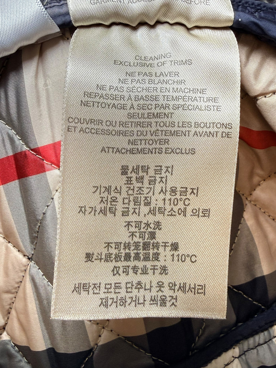 Burberry Brit Navy Quilted Jacket with Check Lining – Women’s Size Small