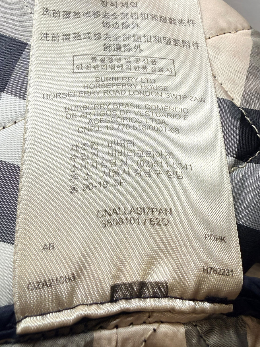 Burberry Brit Navy Quilted Jacket with Check Lining – Women’s Size Small