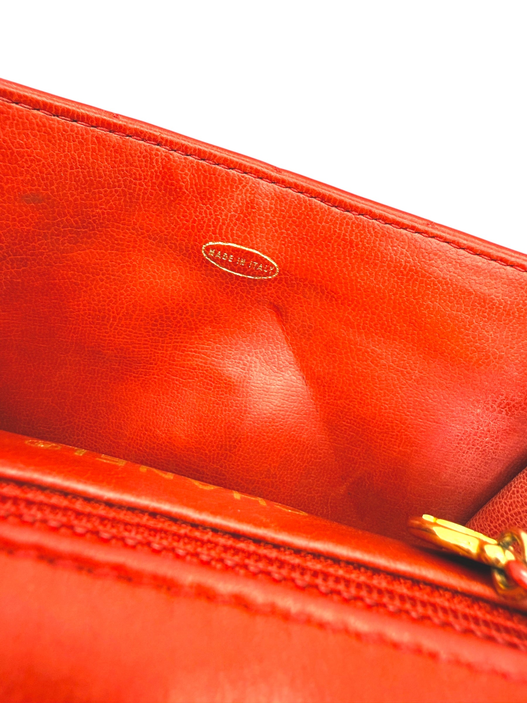 Chanel Vintage Red Quilted Lambskin Belt Bag Karl Lagerfeld Era Gold CC