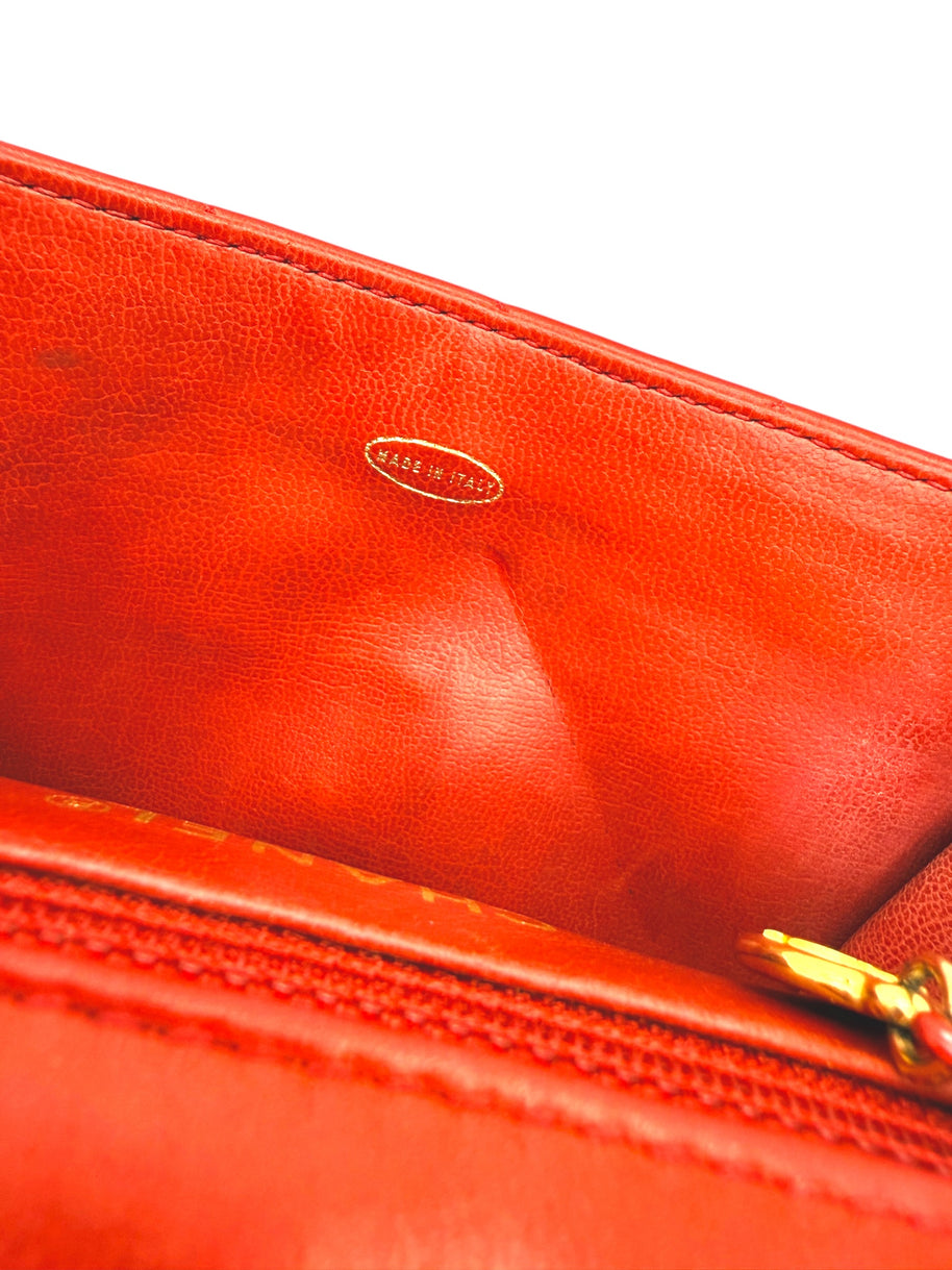 Chanel Vintage Red Quilted Lambskin Belt Bag Karl Lagerfeld Era Gold CC