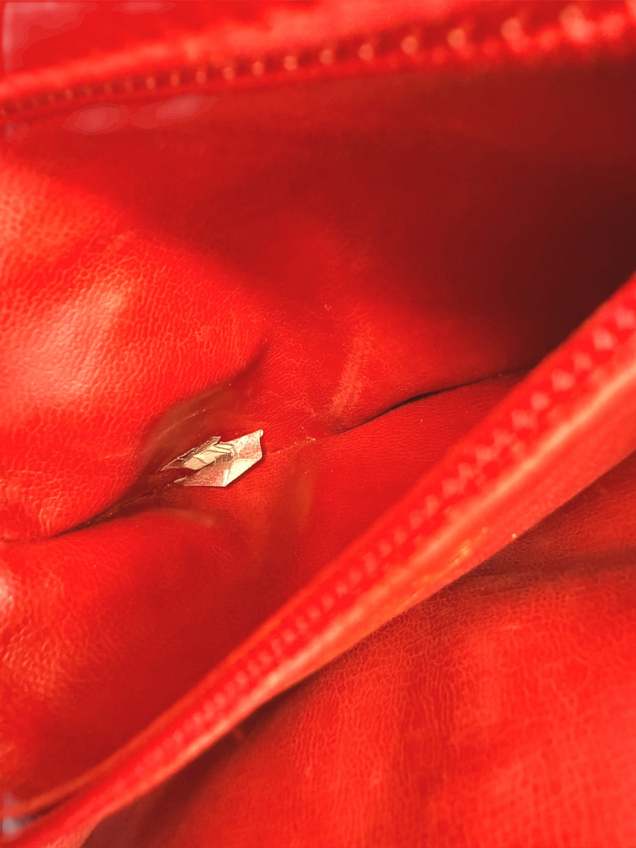 Chanel Vintage Red Quilted Lambskin Belt Bag Karl Lagerfeld Era Gold CC