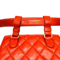 Chanel Vintage Red Quilted Lambskin Belt Bag Karl Lagerfeld Era Gold CC