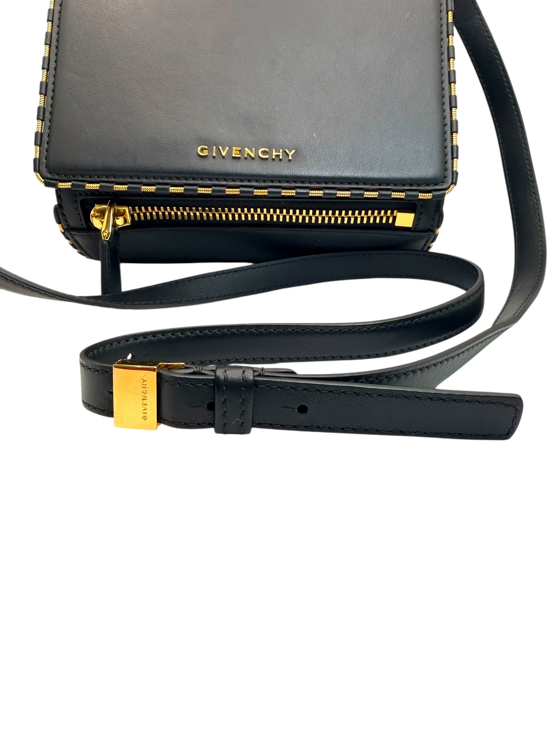 Givenchy Pandora Box Black Leather Crossbody Bag Gold Hardware