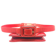 Chanel Vintage Red Quilted Lambskin Belt Bag Karl Lagerfeld Era Gold CC