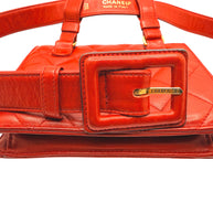 Chanel Vintage Red Quilted Lambskin Belt Bag Karl Lagerfeld Era Gold CC