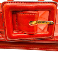 Chanel Vintage Red Quilted Lambskin Belt Bag Karl Lagerfeld Era Gold CC