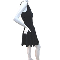 Alaïa black ribbed knit ruffle dress FR38 side profile