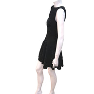 Alaïa black ribbed knit sculptural ruffle dress FR38 side view