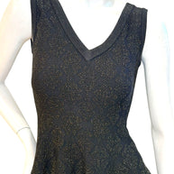 Alaïa black textured knit dress IT40 bodice and neckline close-up